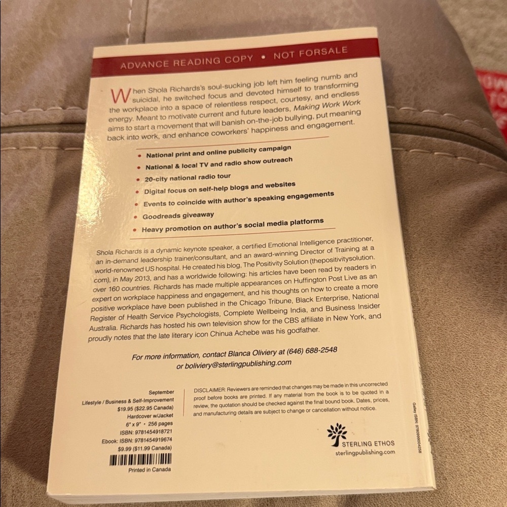 Making Work Work by Shola Richards - PB - Advanced Reader - Lifestyle Book - Picture 3 of 3